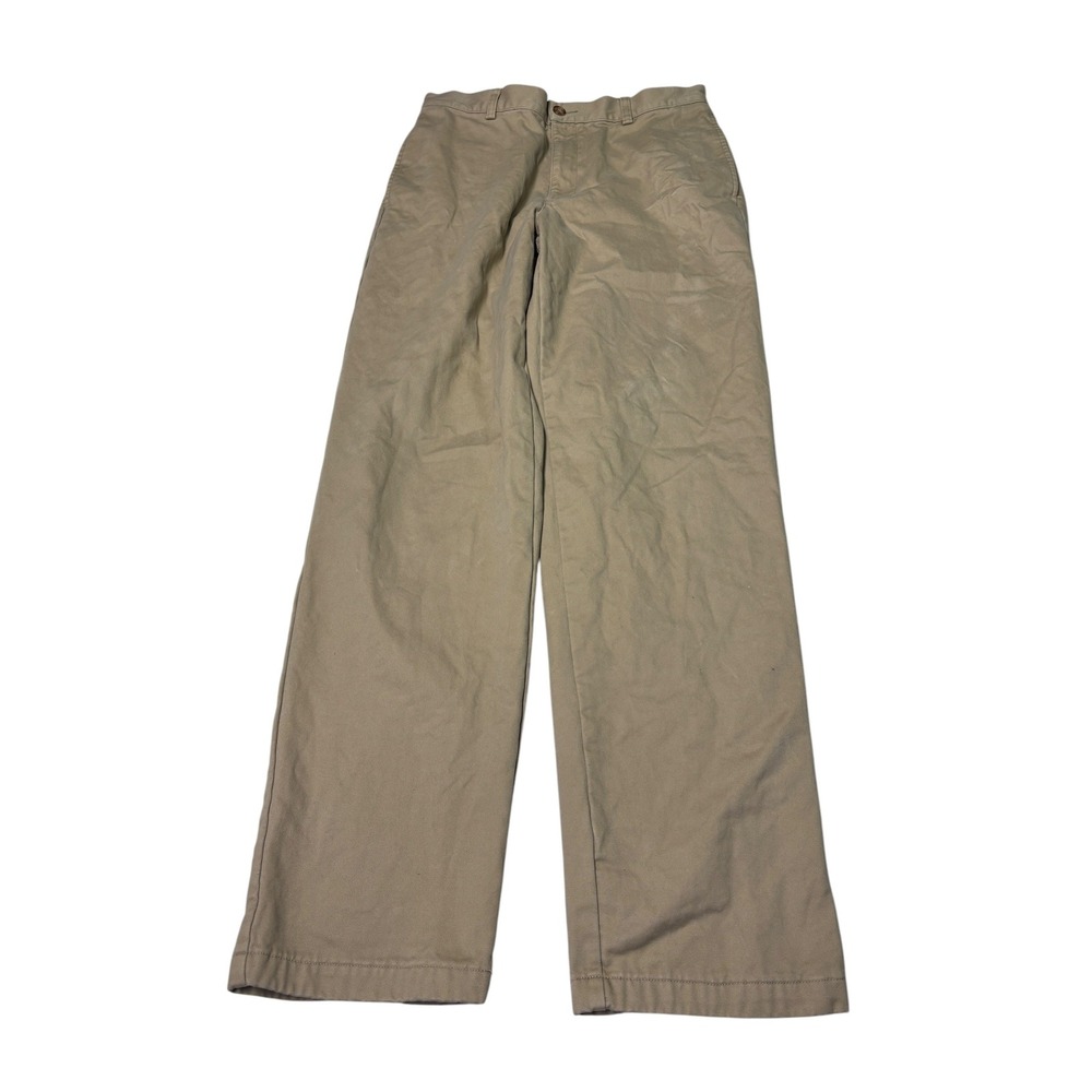 LL Bean Natural Fit Flannel Lined Chinos Khaki Tan Plaid Mens 32x34 162385